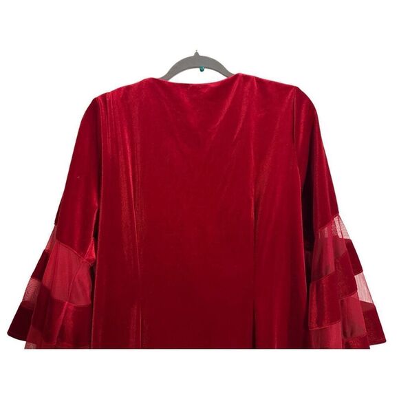 Brand New R&M Richard’s Faux Velvet Mother of the Bride Cocktail Red Dress 18W - Picture 10 of 16